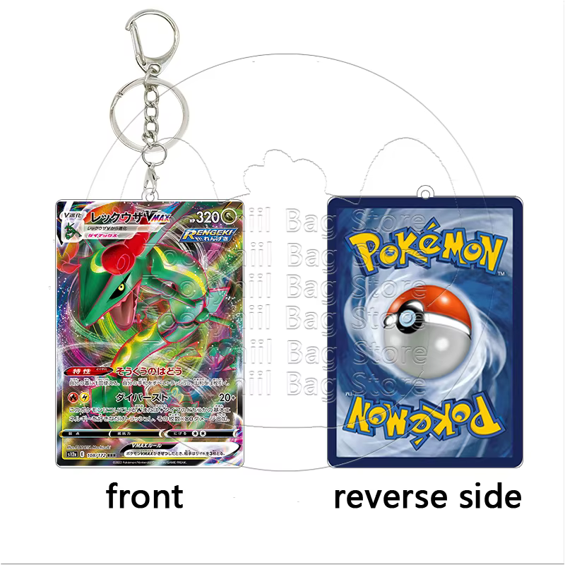 Porte-clés en acrylique Rayquaza, pendentif de sac pour garçon, personnages de dessins animés, accessoires de collection, cadeau d'anniversaire, pour cartes d'étudiant et jeux Pokémon