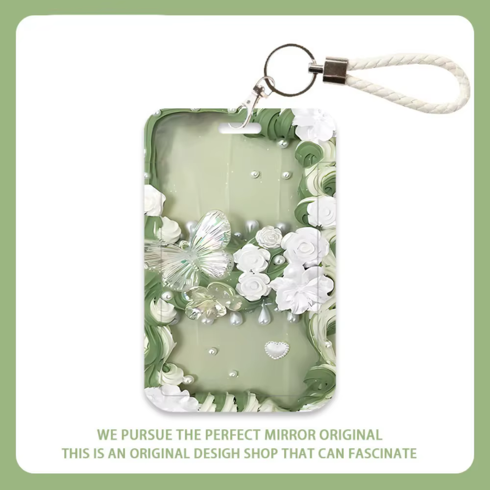 Protecteurs de cartes Vintage fleur porte-cartes fleur papillon Flowe Bus carte housse en plastique bleu romantique papillon porte-carte