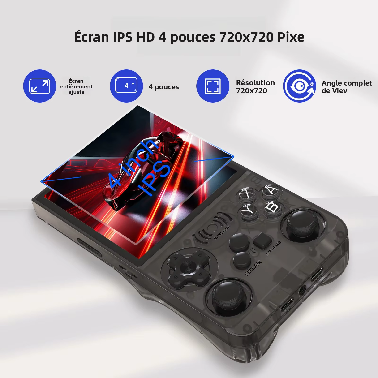 GAMINJA ANS13 Console de jeu vidéo Portable rétro plus de 15000 jeux Linux intégré écran IPS de 4.0 pouces