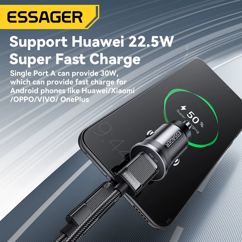 Essager 45W chargeur de voiture charge rapide double Port PD QC3.0 type-c