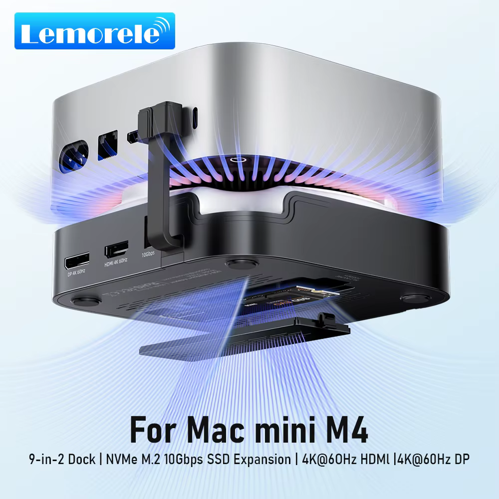 Station d'accueil Lemorele Macmini M4 DocK USB HUB 4K@60Hz HDMI DP