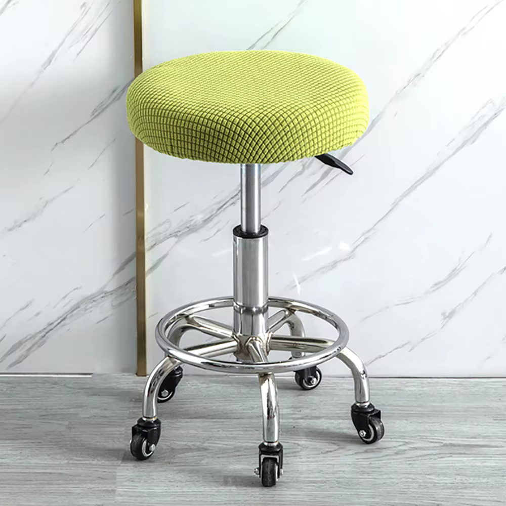 Housse de chaise ronde de couleur unie, housse de tabouret de salle à manger, housse de coussin de chaise élastique, housse de siège de Bar lavable, épaisse