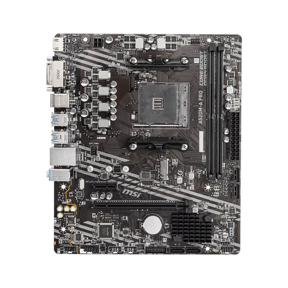 Carte mère MSI A520M-A PRO compatible avec les processeurs Ryzen 5 5600G