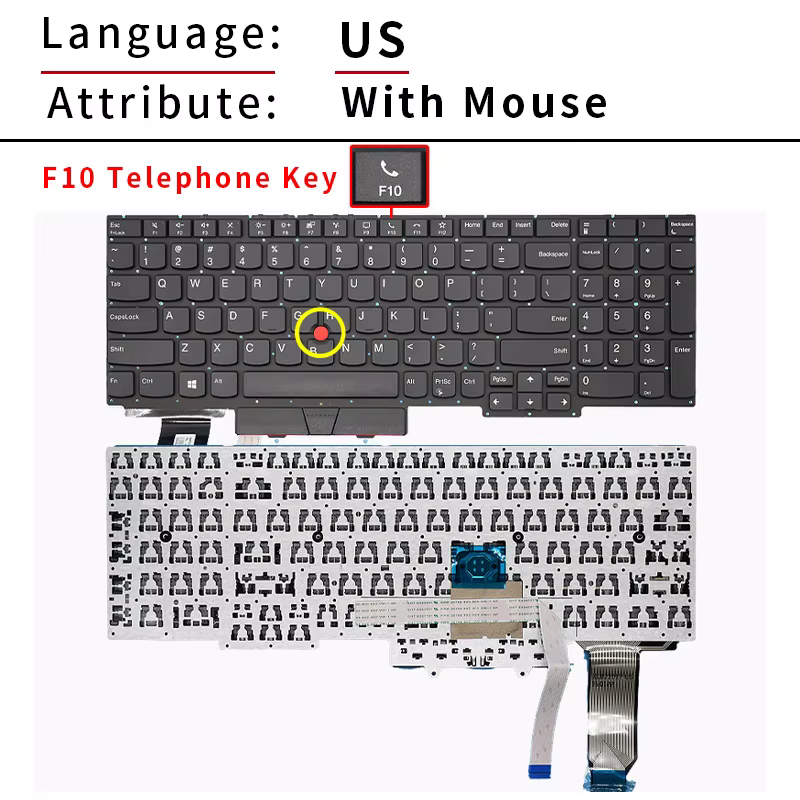 Clavier d'ordinateur portable US/RU pour LENOVO ThinkPad E15 R15 GEN2/E15 Gen 2 Gen 3 Gen 4/ E15 2ème génération 2/E15
