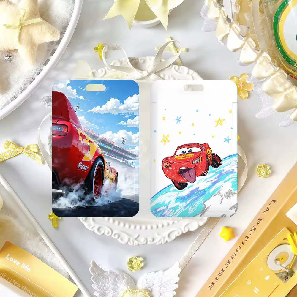 Cool C-Cars M-mcqueen Étui pour carte coulissante sans contact NFC pour cartes d'étudiant, cartes de bus, cartes d'identité et permis de travail