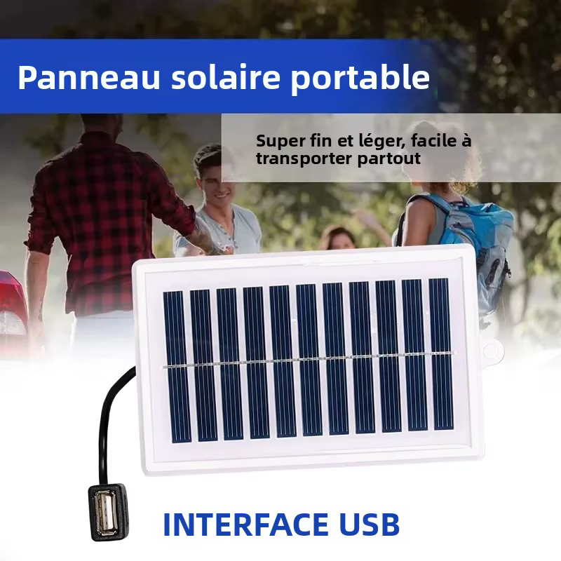 Chargeur solaire portable avec sortie USB - Charge d'énergie solaire pour camping en plein air, voyage, urgence, lampe de poche et outils de ventilateur