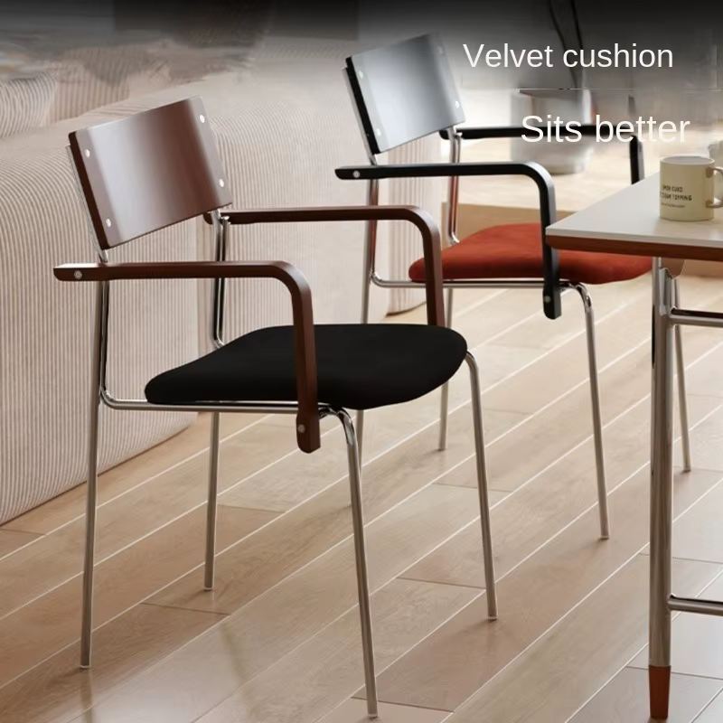 Joylive Chaise de salle à manger vintage Bauhaus avec accoudoirs, dossier confortable, chaise de loisirs rembourrée pour la maison, tabouret de maquillage design pour bureau, salon