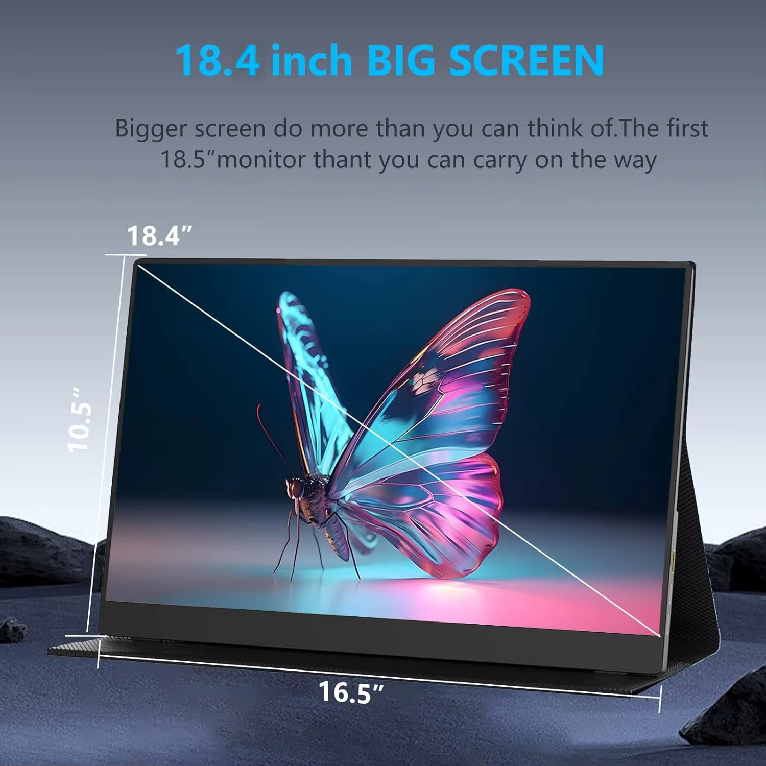 UPERFECT 18 pouces 4K grand moniteur portable IPS affichage 3840x2160 100% sRGB externe deuxième écran de jeu W / stand VESA HDMI USB-C affichage de jeu pour ordinateur portable de jeu PS4 commutateur