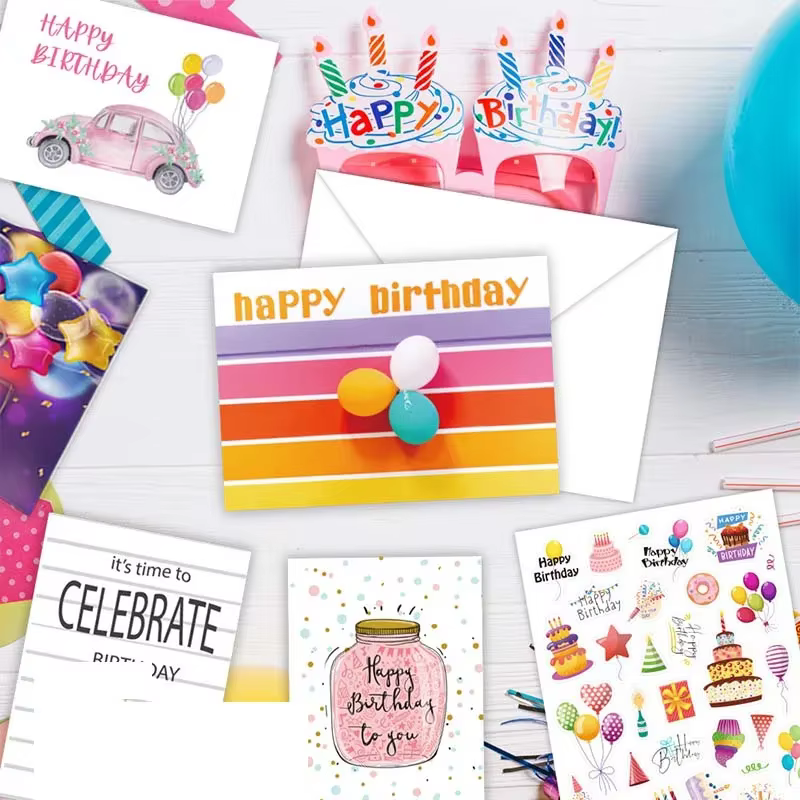 Ensemble de cartes de vministériels x d'anniversaire avec enveloppe et autocollant, carte de message pliante, cartes de bénédiction bricolage, cartes d'invitation de fête, 12 pièces
