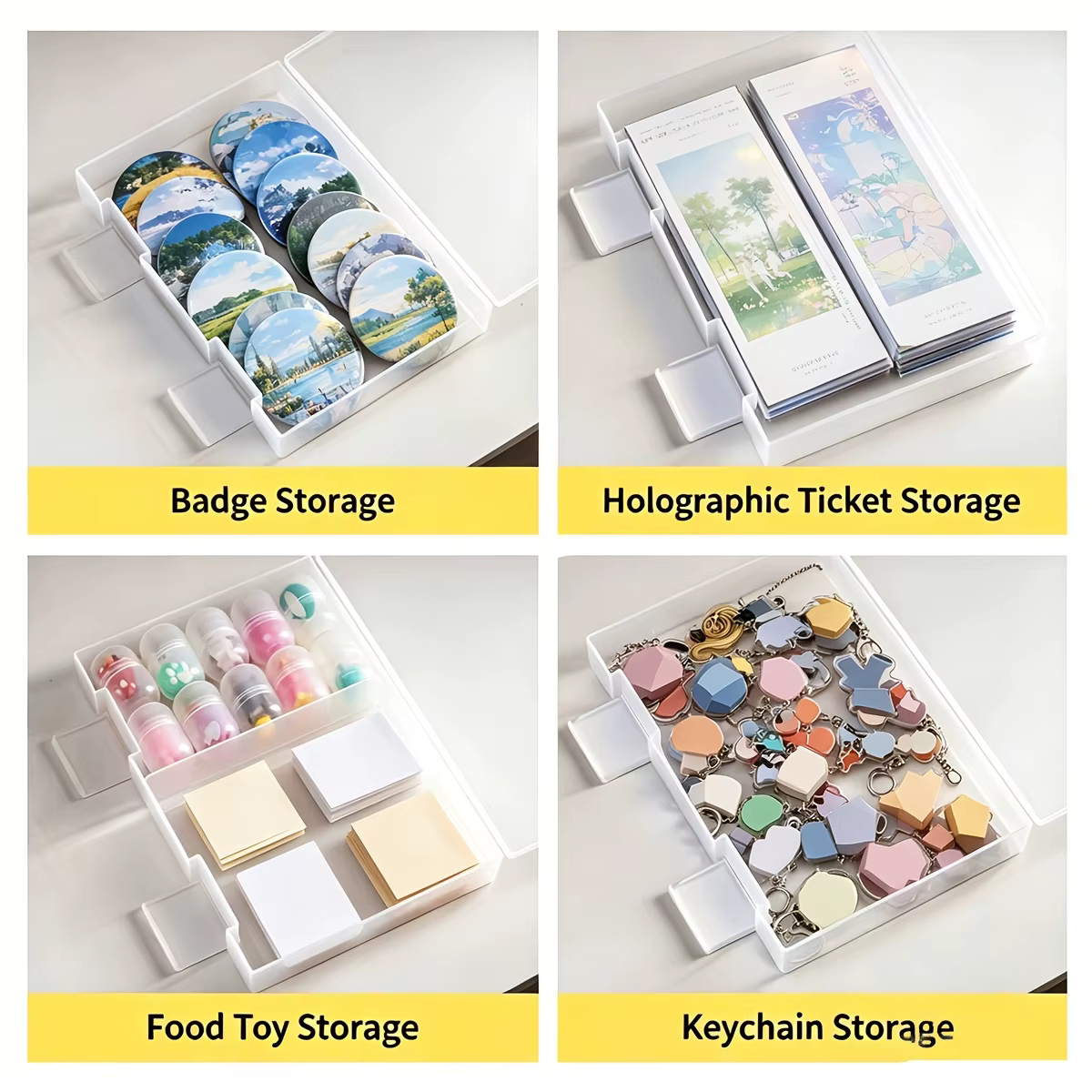 Boîte de rangement en plastique grande capacité pour cartes postales, organiseur de photos divisé, étui pour photos et autocollants, fournitures de rangement de bureau