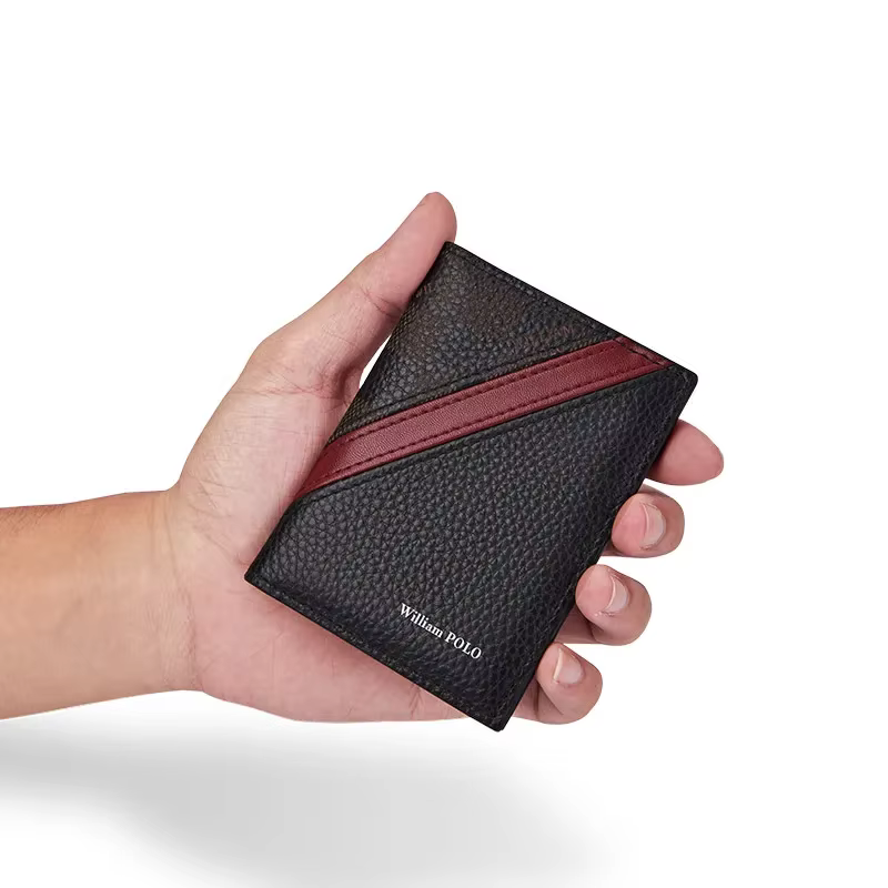 Portefeuille Ultra-fin pour hommes, porte-carte bancaire, Mini porte-cartes en cuir, étui à documents Simple, porte-cartes de crédit pour hommes