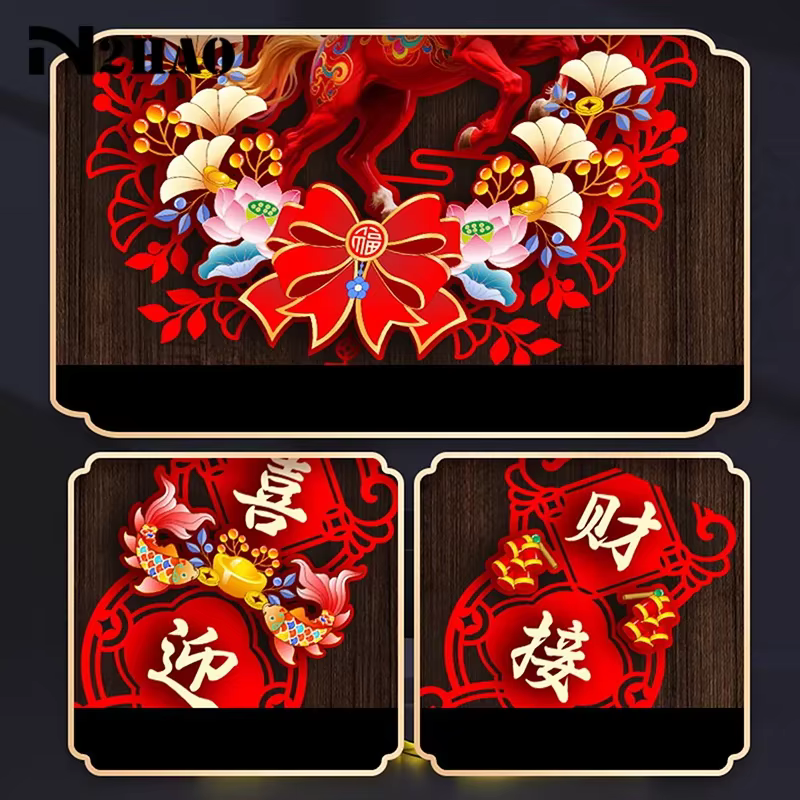 Couplets magnétiques pour l'année du cheval, nouvel an chinois, Festival du printemps, décoration de porte de maison
