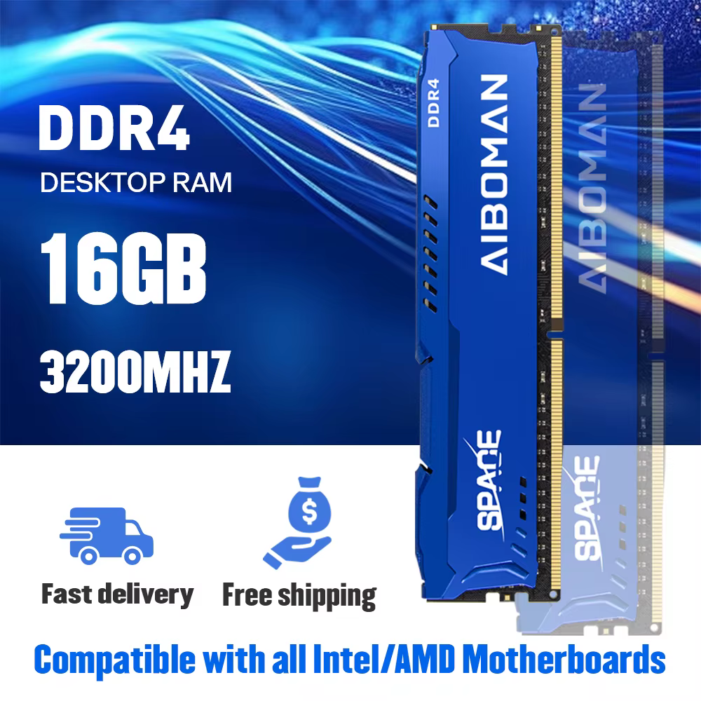 AIBOMAN RAM DDR4 16G 3200MHZ Gaming Ram avec dissipateur thermique