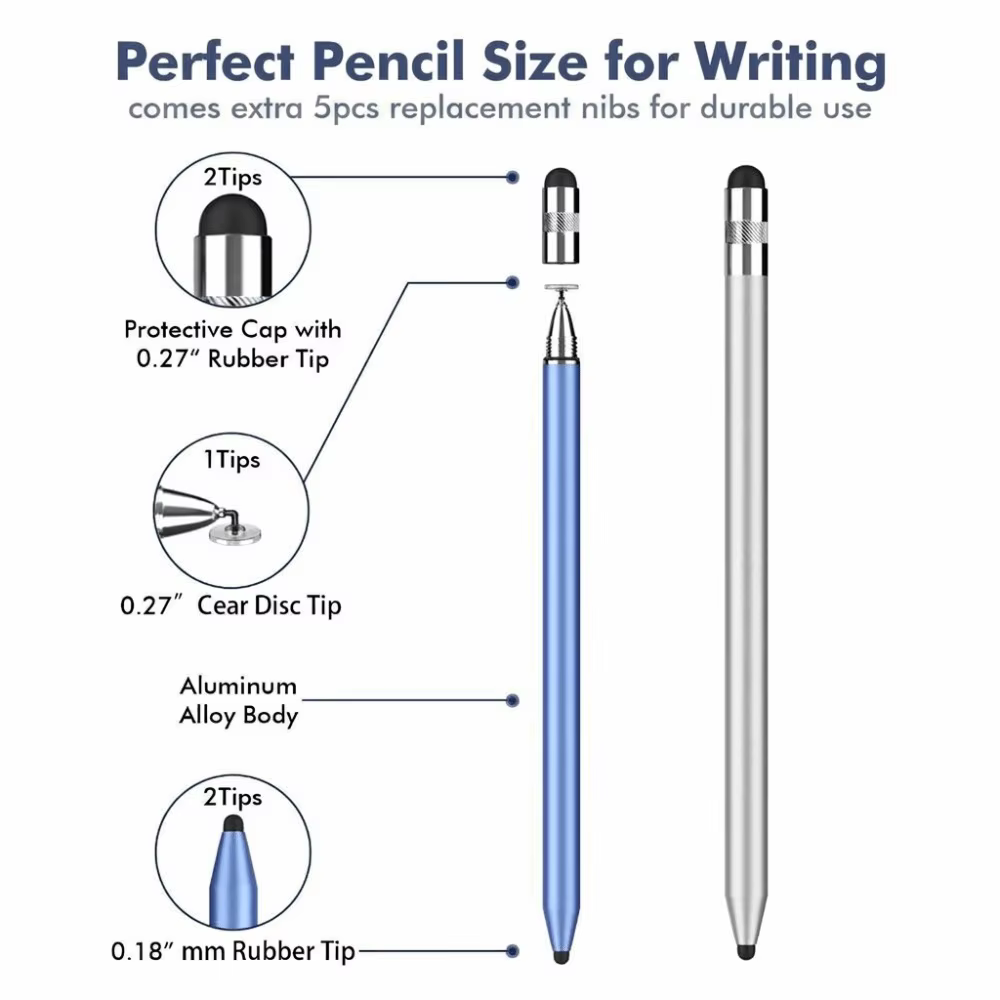 Stylet professionnel 3 en 1, stylo pour écran tactile en métal haute sensibilité, sans Bluetooth, crayon tactile capacitif universel