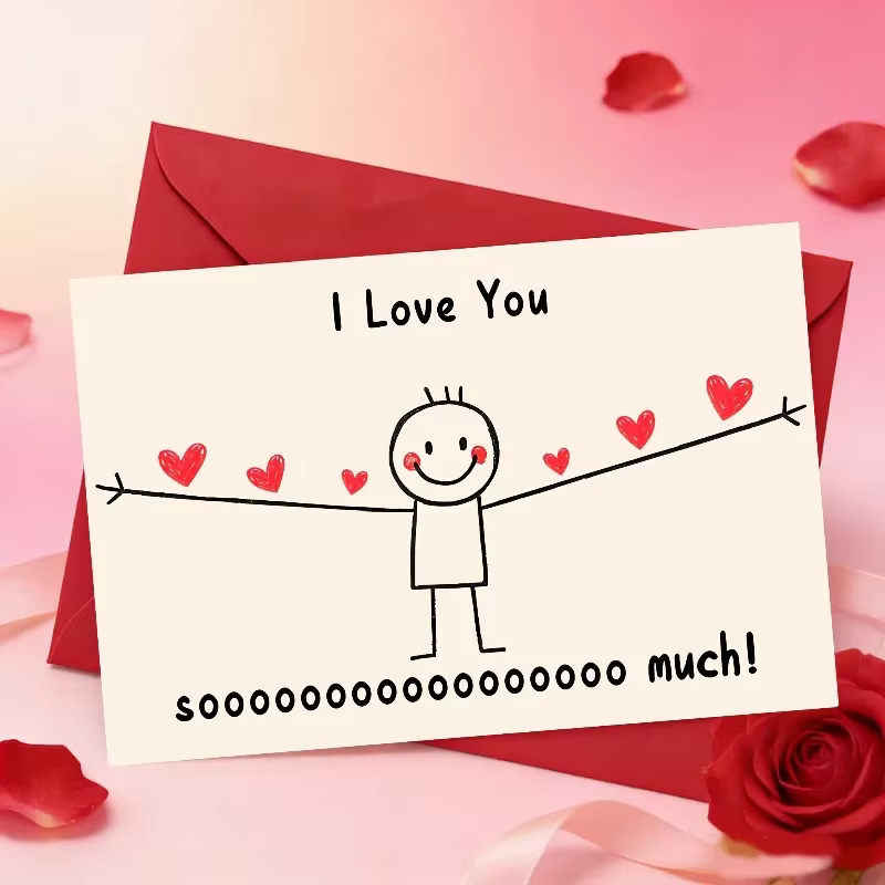 1 carte d'amour en papier pour la Saint-Valentin, idéale pour les cartes vierges à écrire soi-même, adaptée aux couples et aux familles