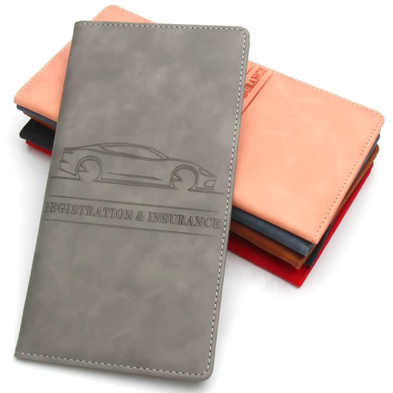 Porte-documents en cuir pour permis de conduire et assurance automobile, pour homme, avec rangement pour cartes de crédit