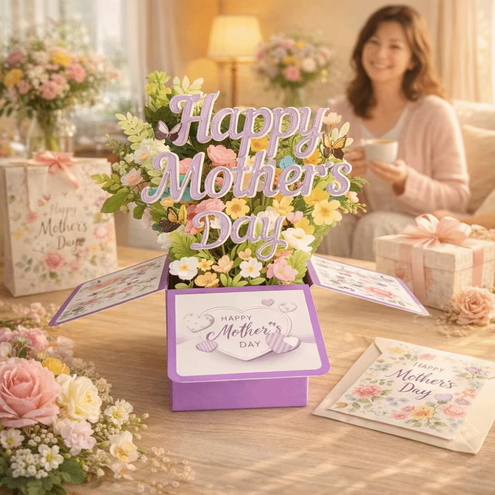 Carte de vœux 3D pour la fête des mères, meilleurs vœux, carte créative pour maman, cadeaux, carte pop-up fleur papillon, cadeau pour la fête des mères