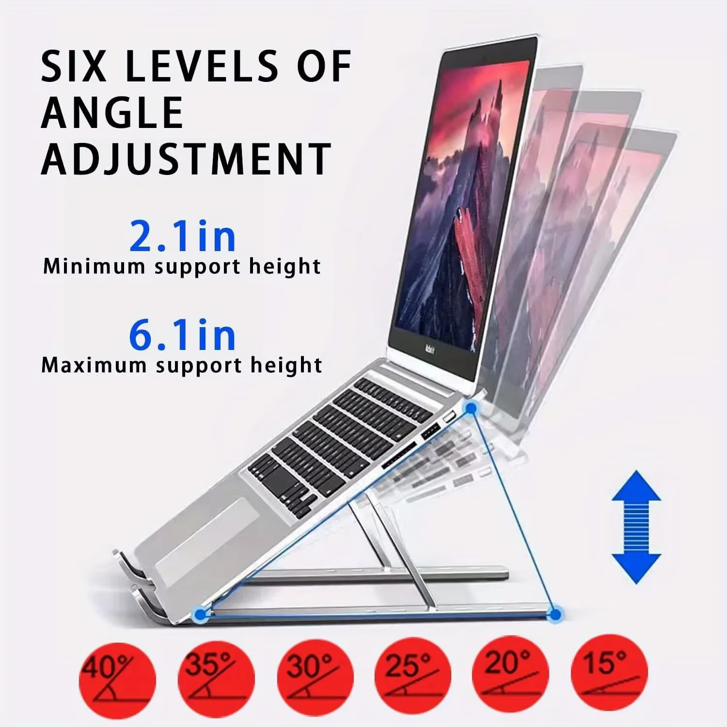 Support pour ordinateur portable réglable en aluminium – Hauteur à 6 niveaux
