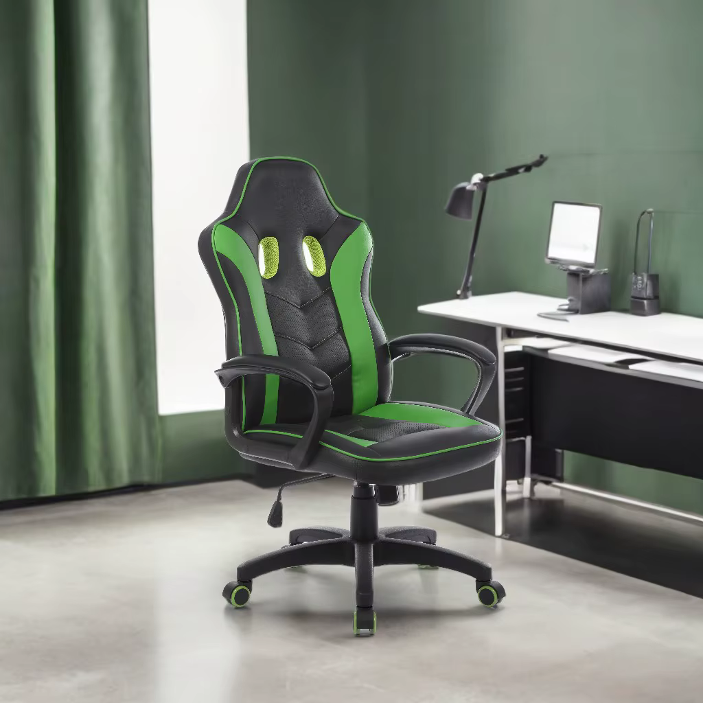 Chaise de bureau pivotante verte pour longues heures de travail