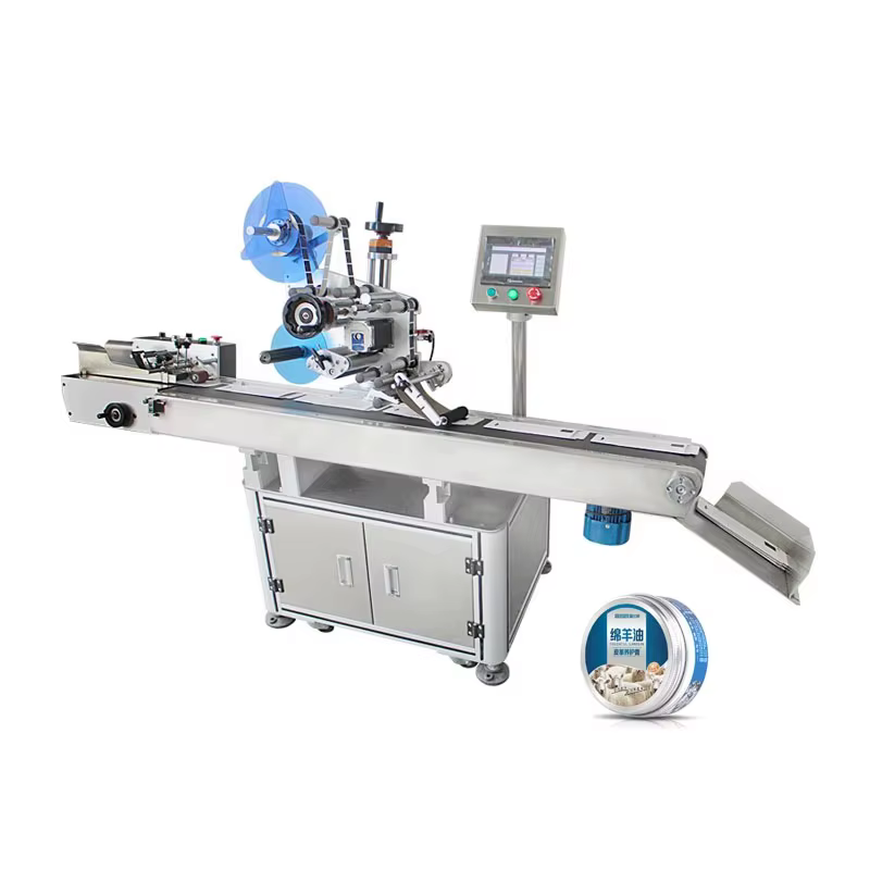 Machine d'étiquetage automatique pour sacs, pochettes et cartes avec applicateur, étiqueteuse industrielle pour pochettes, personnalisable