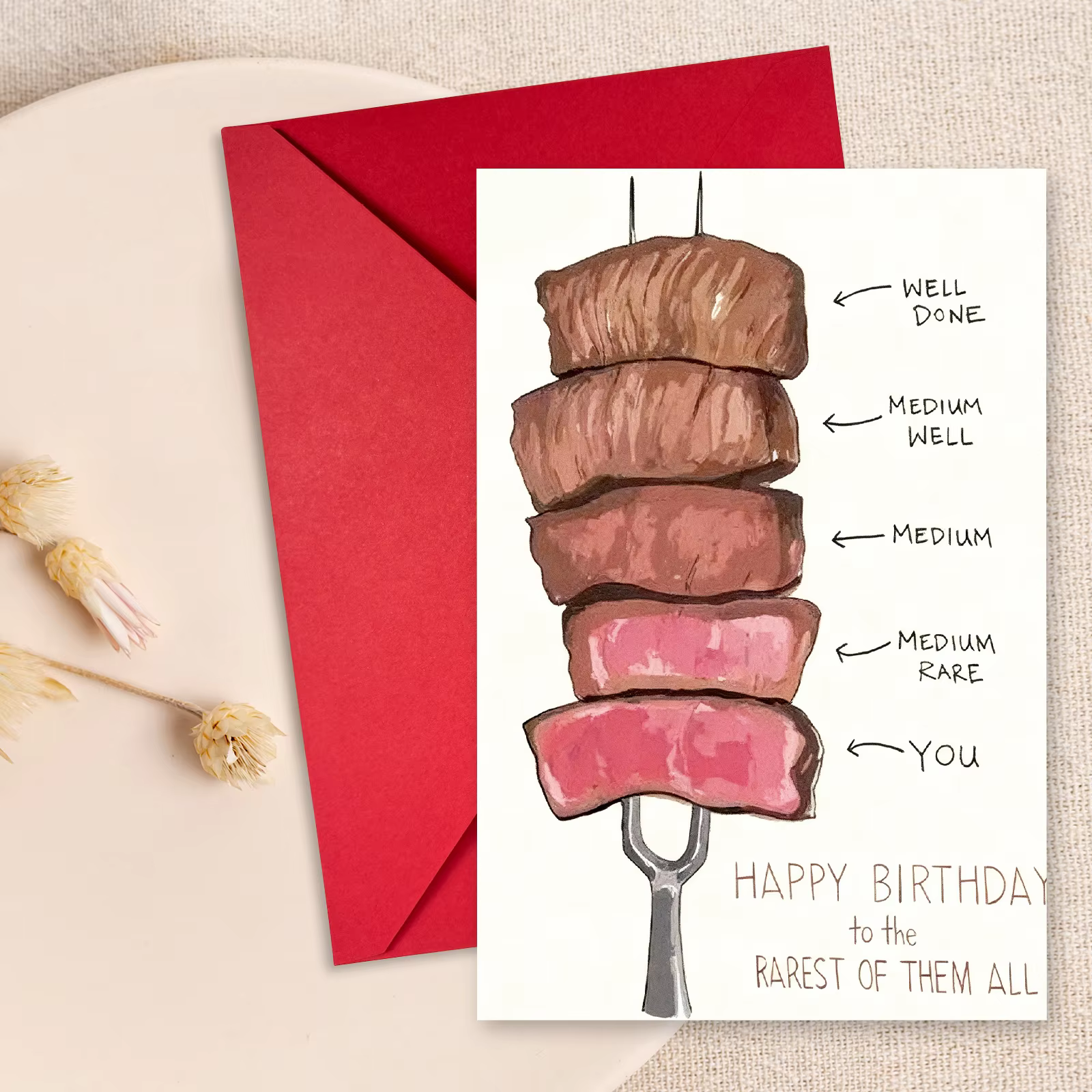 Enveloppe de carte de vœux manuscrite joyeux anniversaire, Message de bénédiction de Steak intéressant, enveloppe de carte pliable, décor de fête d'anniversaire