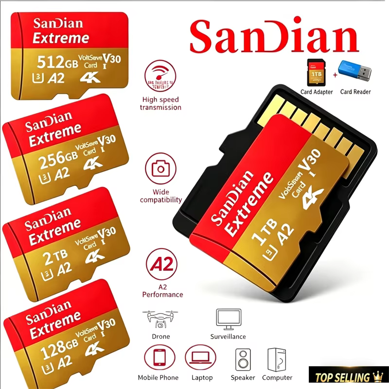 Carte Micro TF V30 Classe 10 Grande Capacité 2026 – Offre Spéciale – Plusieurs Tailles Disponibles pour Ordinateurs de