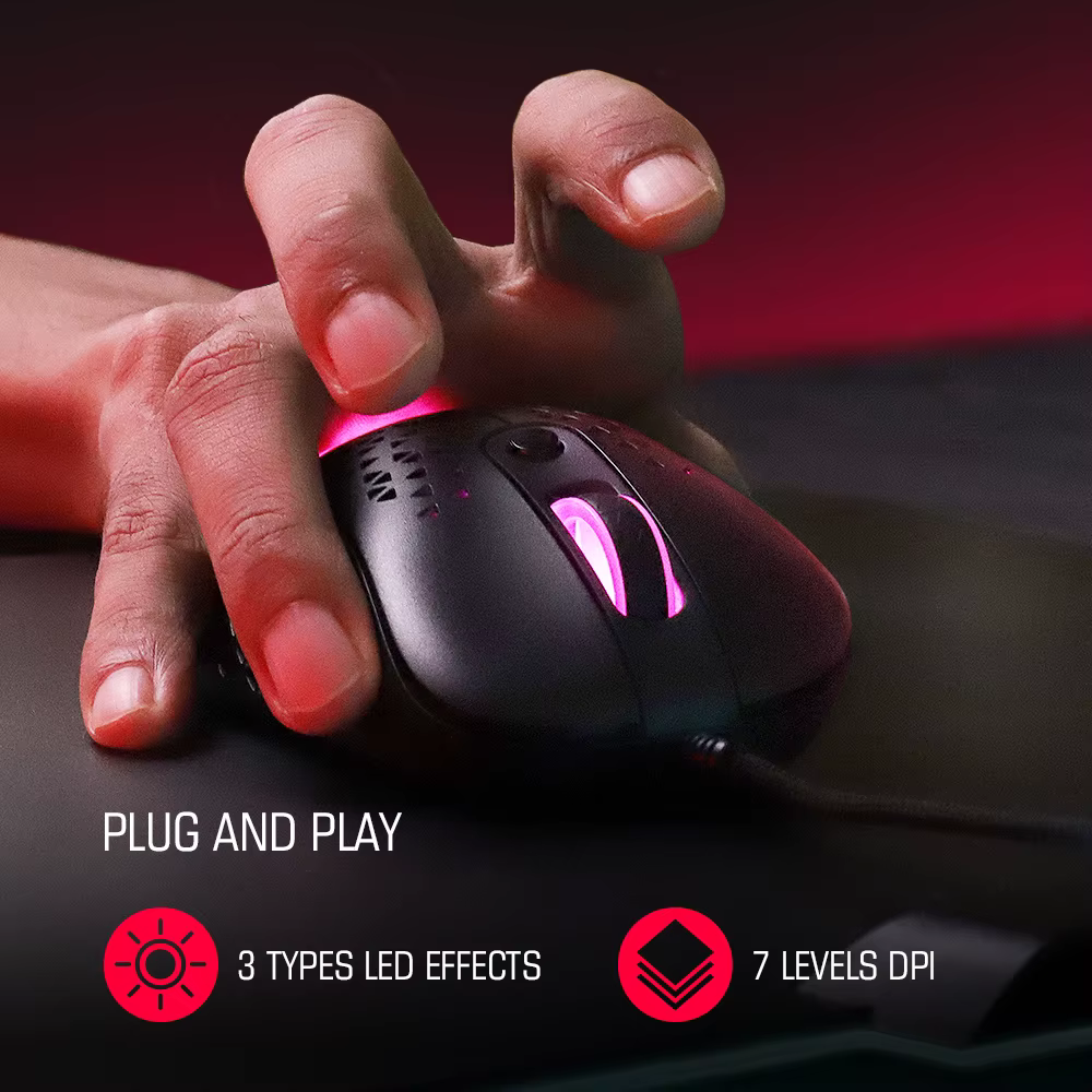 Souris de jeu filaire GameSir GM500 ultra-légère pour PC avec capteur optique PMW33600 12000 DPI