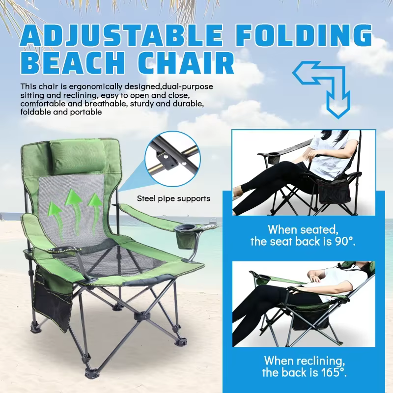 Chaise longue de plage basse avec repose-pieds, légère, pour l'extérieur, chaises de plage pliables