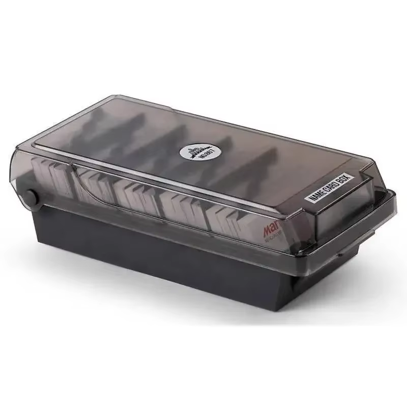 Porte-cartes de visite, boîte de rangement en plastique pour organisateur de cartes nominatives avec 4 séparateurs et onglets d'indexation, rangement jusqu'à 500 cartes