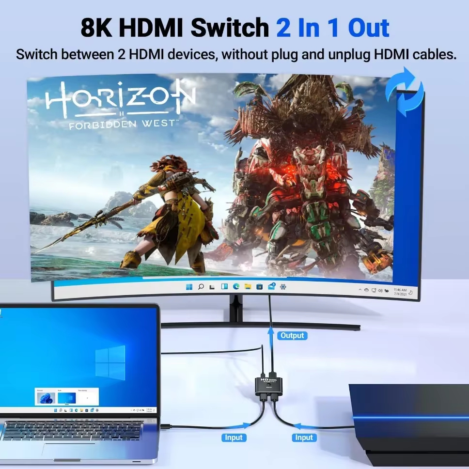 Commutateur HDMI bidirectionnel 8K 60Hz 1x2/2x1