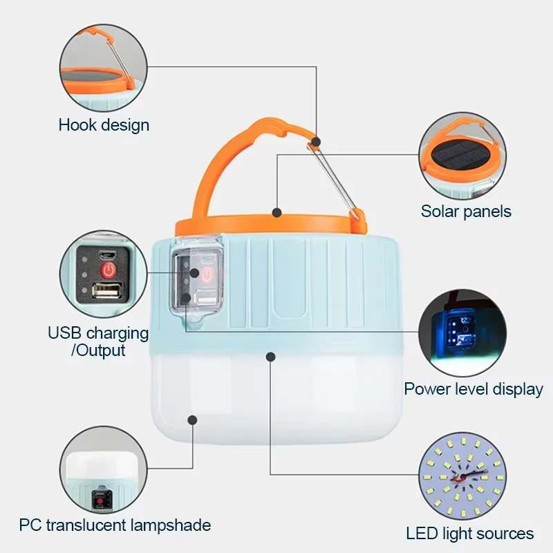Portable Camping lumière batterie externe LED Camping lanternes poche étanche extérieure tente lumière Rechargeable projecteur lampe de poche