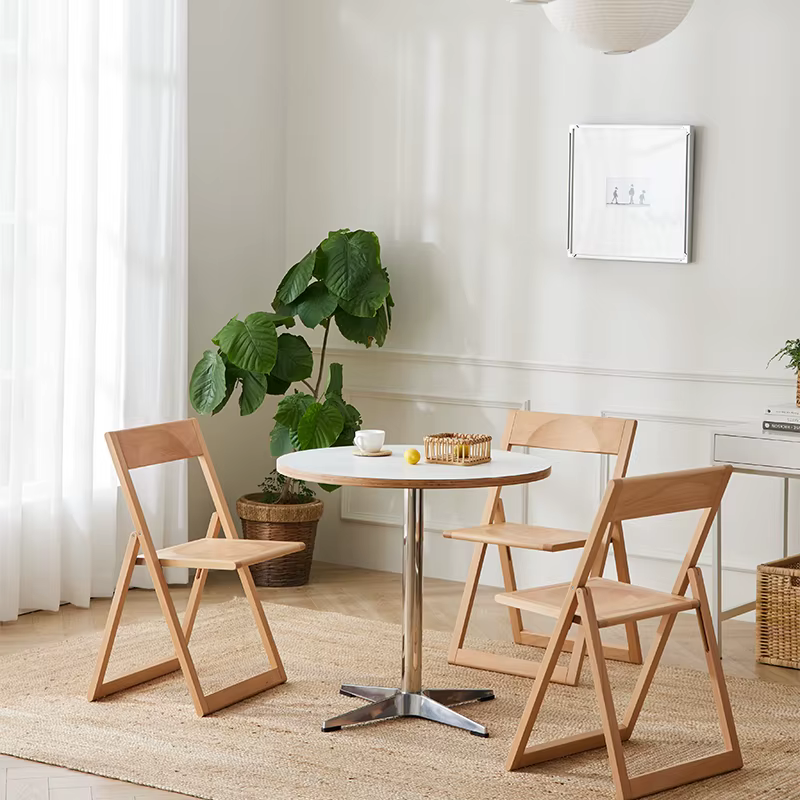 Chaise pliante nordique en bois massif avec dossier pour usage domestique