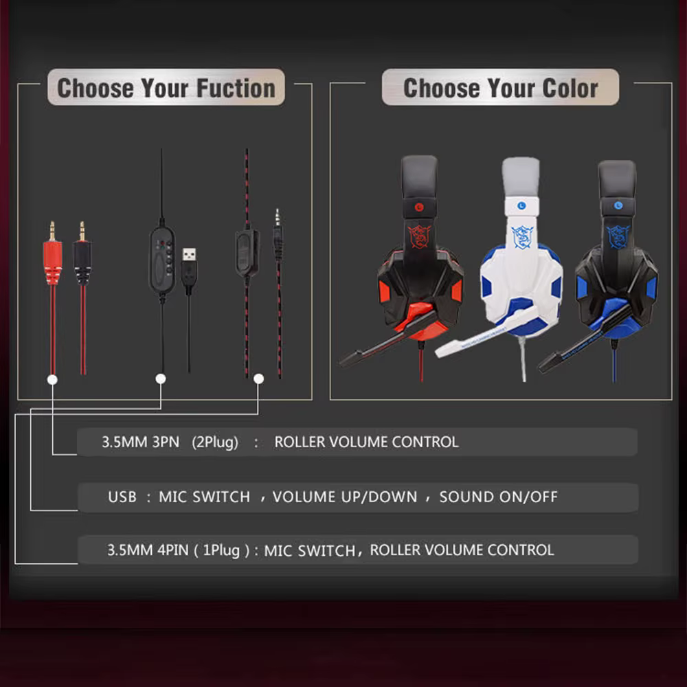 Casque de jeu filaire réglable à 120 ° avec microphone antibruit