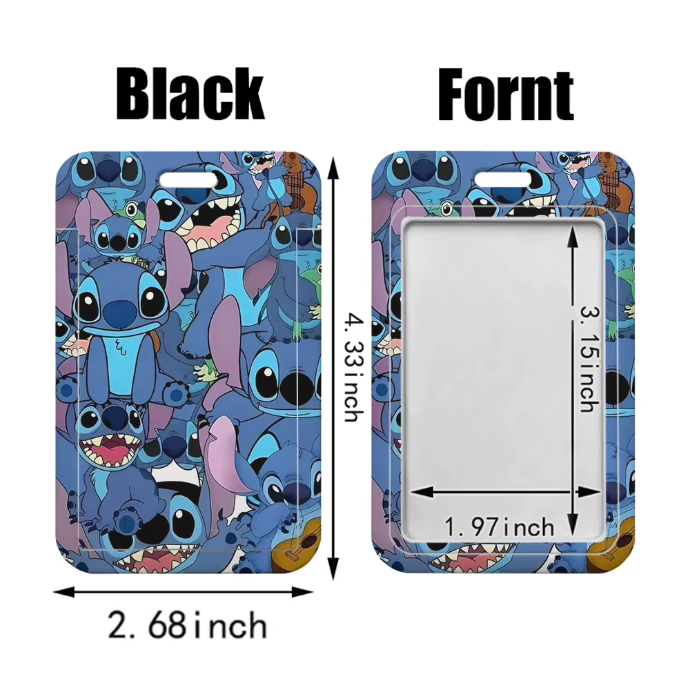 Stitch Angel En gros Porte-cartes étudiant à motif dessin animé, Porte-badge et Dragonne de téléphone portable en plastique avec boucle, Dragonnes porte-clés
