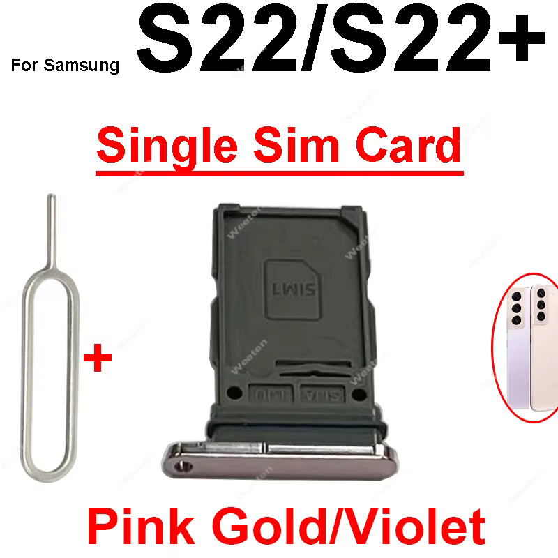Tiroir double carte SIM pour Samsung S22 S22 Plus S22 Ultra, emplacement pour carte SIM simple ou double, lecteur de carte, pièces détachées