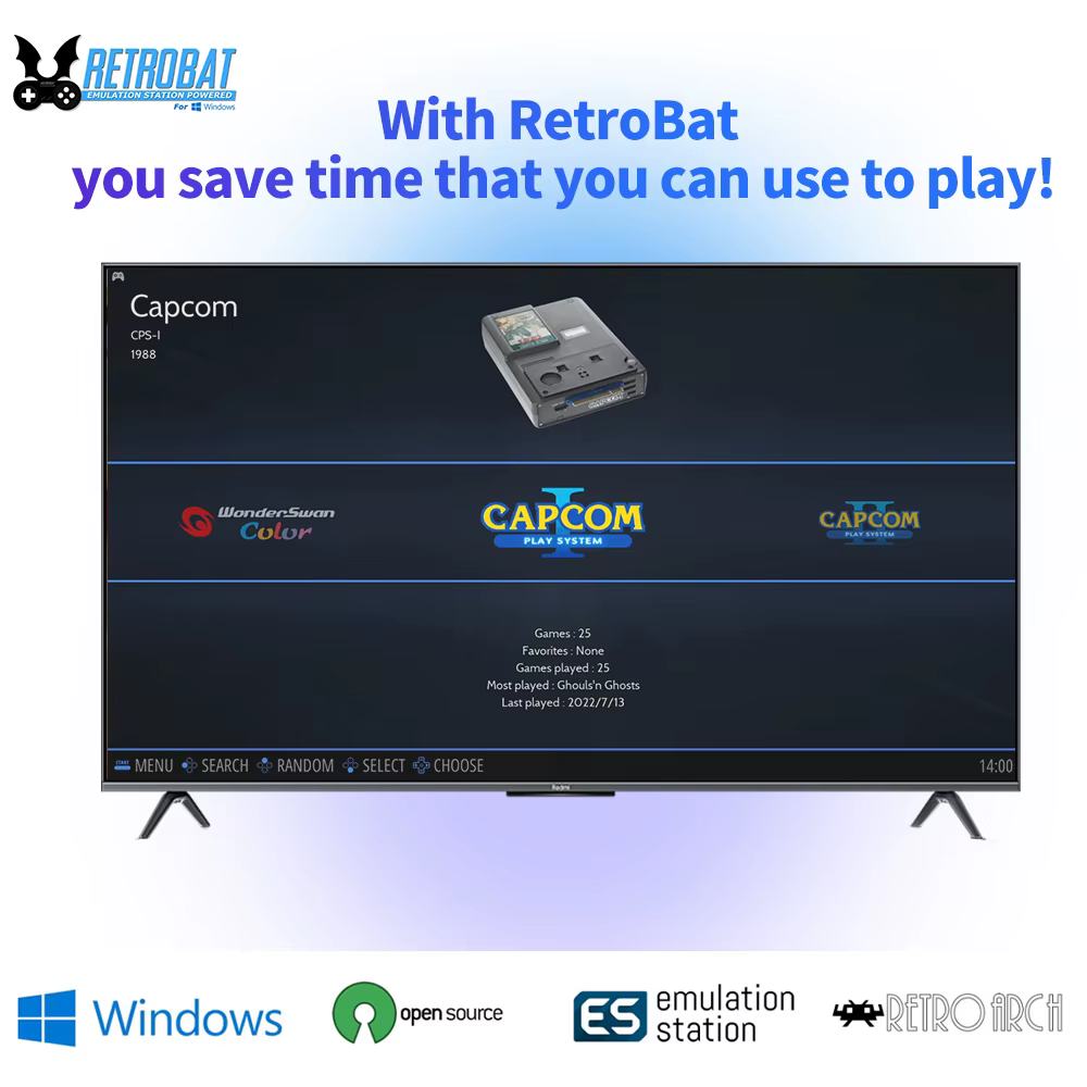 RETROBAT Consoles de disque dur de jeu portables 500G 70 + émulateurs 64000 + jeux rétro pour