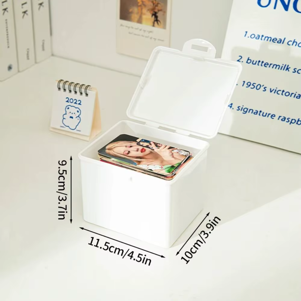 Boîte de rangement Kpop blanche pour cartes photo, collection de cartes d'idole, conteneur de bijoux, carte d'identité, fournitures de décoration de bureau
