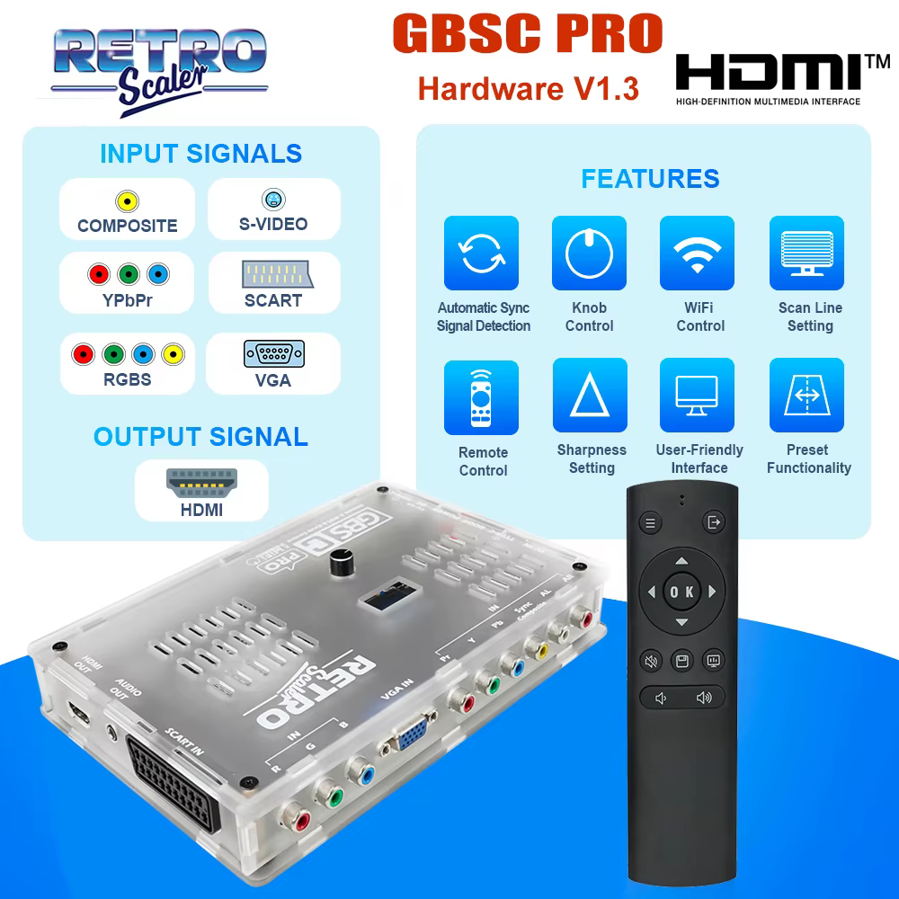GBSC Pro GBS Contrôle Scart RGBS YPbPr VGA Composite (AV) SV vers HDMI ® Convertisseur vidéo Auido pour consoles de