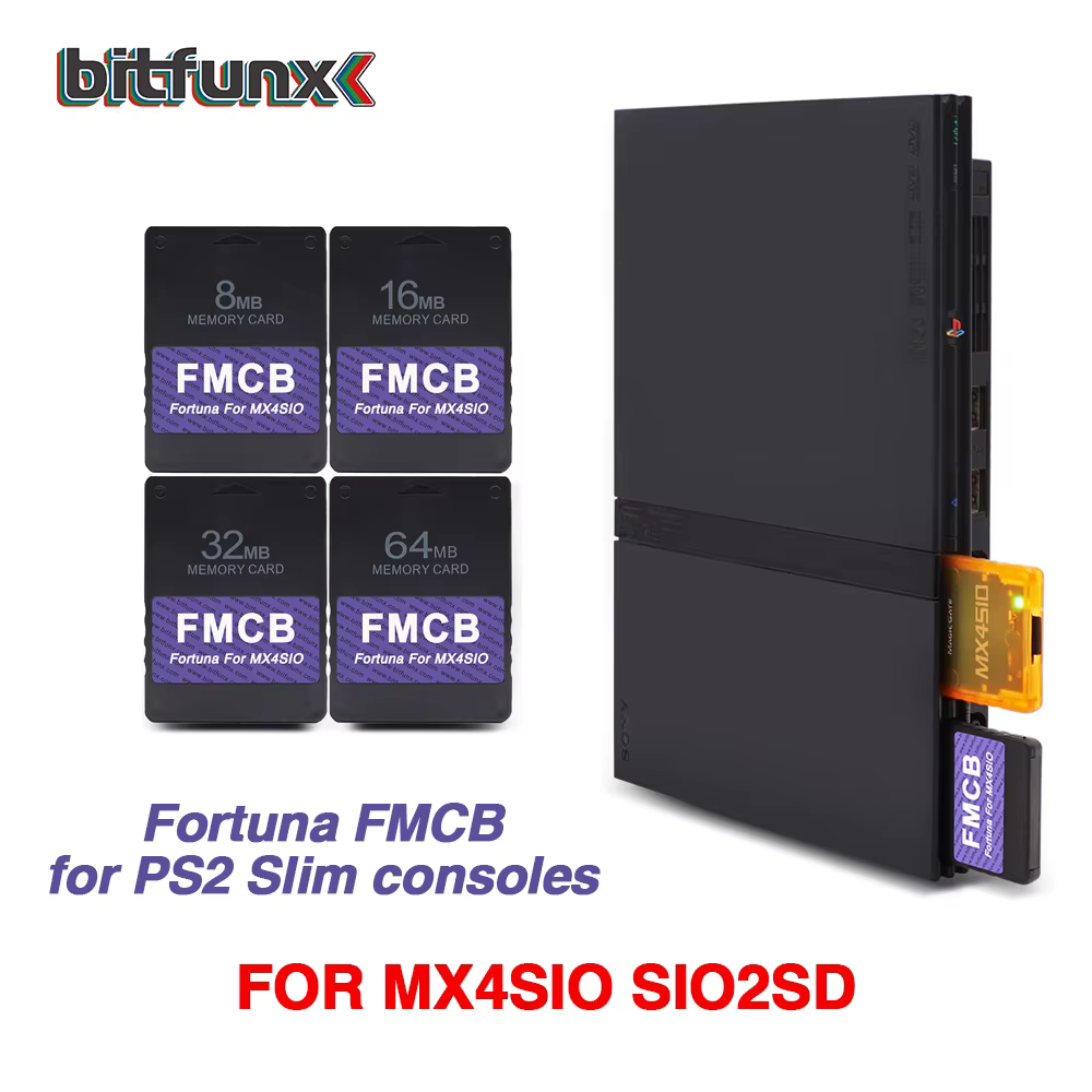 Bitfunx Fortuna carte mémoire McBoot OPL gratuite pour PS2 MX4SIO SIO2SD adaptateur SD pour Console de jeu PS2 mince