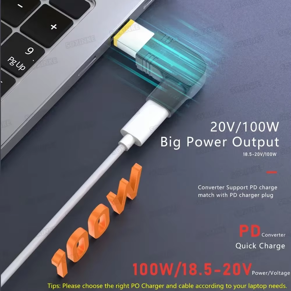 PD 100W Type C vers convertisseur de chargeur universel pour ordinateur portable pour Asus Lenovo Hp Dell Acer Samsung