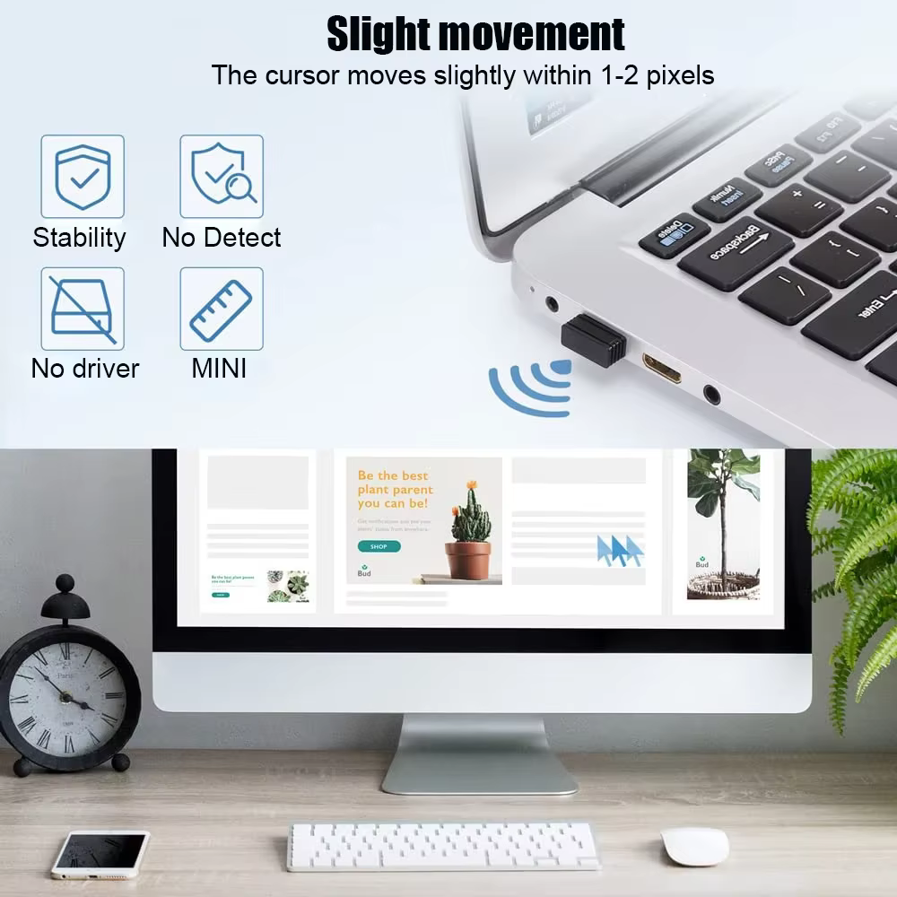 Port USB Shaker Wiggler éveillé souris sans fil Jigglers Mover indétectable automatique pour ordinateur portable maintient le mouvement de l'ordinateur