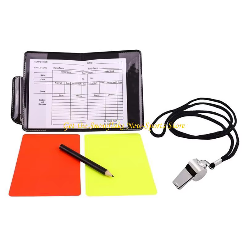 Ensemble de cartes à rougeurs et cartes jaunes, portefeuille avec sifflet d'arbitre en métal, carte d'arbitre de football de volley-ball avec feuilles de score