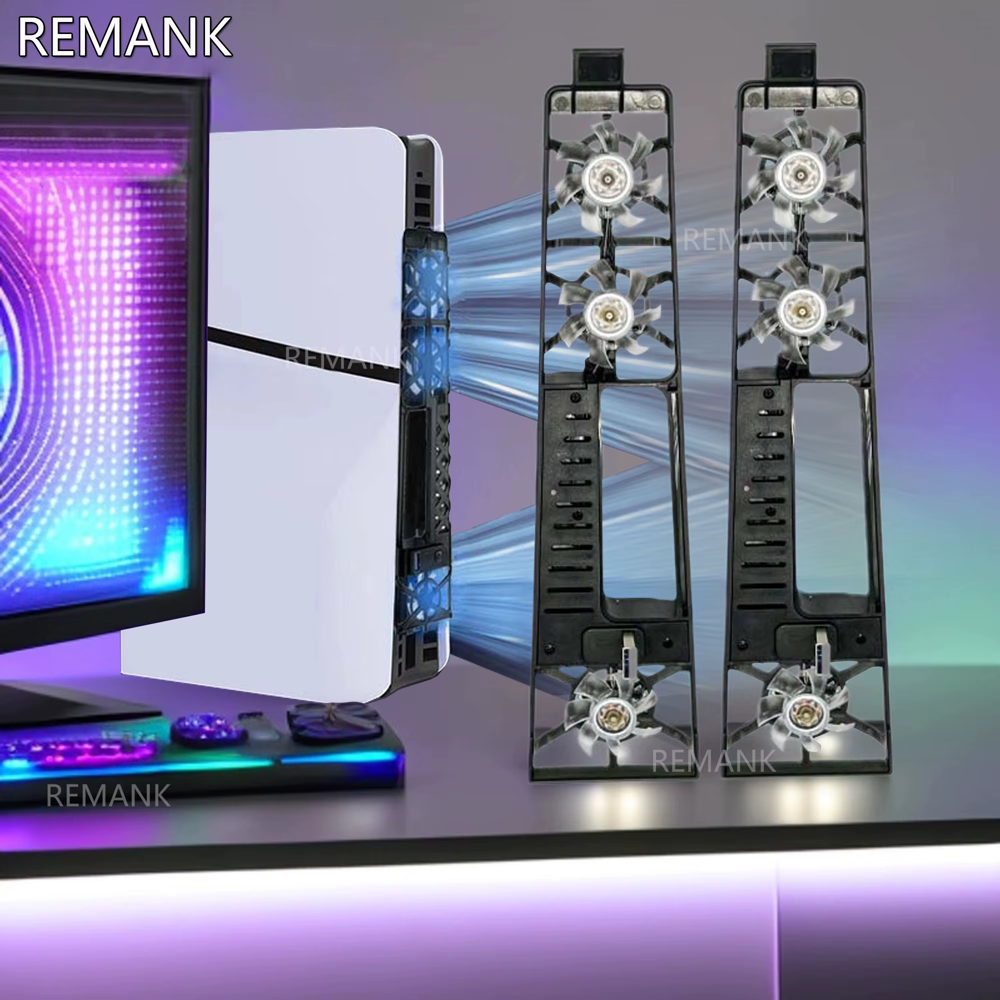 Ventilateur de refroidissement pour console PS5 Slim/PS5 Pro Edition Disc/Digital, système de refroidissement lumineux RGB, refroidisseur de console de jeu, accessoires de jeu