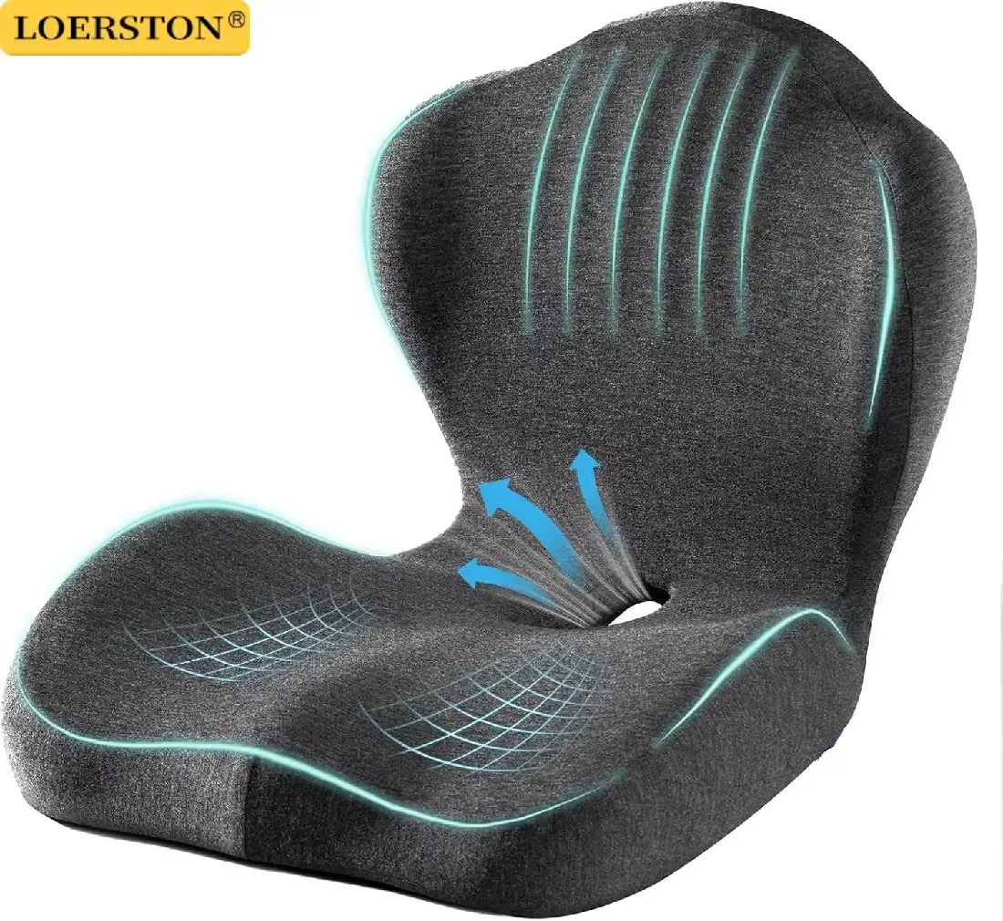 Coussin de siège ergonomique en mousse à mémoire de forme pour chaise de bureau avec support dorsal pour soulager le