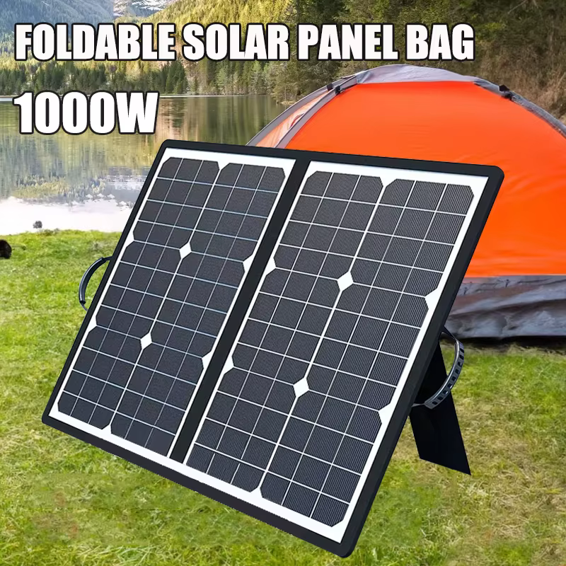 Kit de panneaux solaires portables pour le camping et les camping-cars : Station d'alimentation pliable 1000W avec sortie 18V DC et connecteur MC4