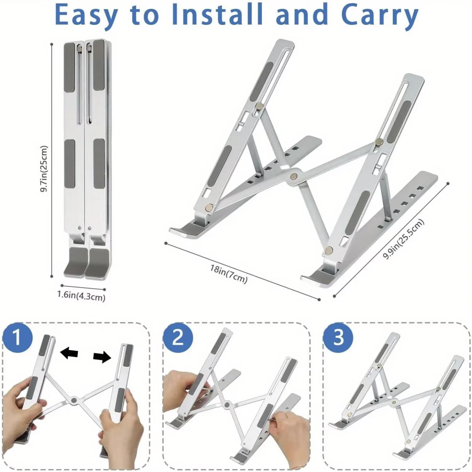 Support pour ordinateur portable réglable en aluminium – Hauteur à 6 niveaux