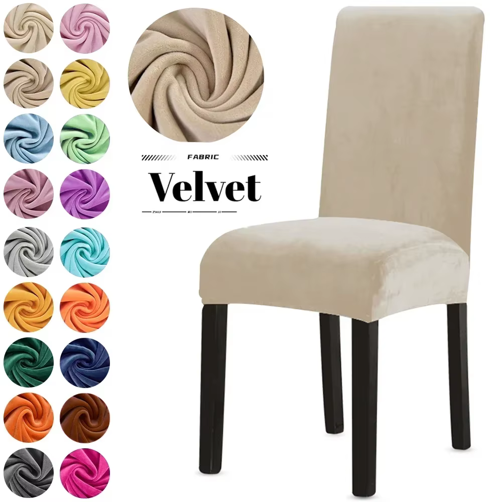 Housse de chaise en velours pour salle à manger, en Spandex, extensible, Super douce, pour cuisine, maison, hôtel, Banquet de mariage