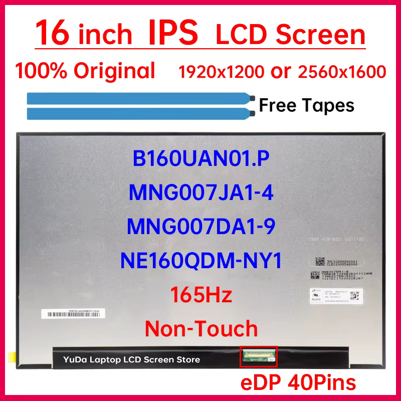 Écran LCD 16 pouces MNG007JA1-4 B160UAN01.P NE160QDM-NY1 MNG007DA1-9 pour Lenovo IdeaPad Gaming 3 16IAH7 3 16ARH7