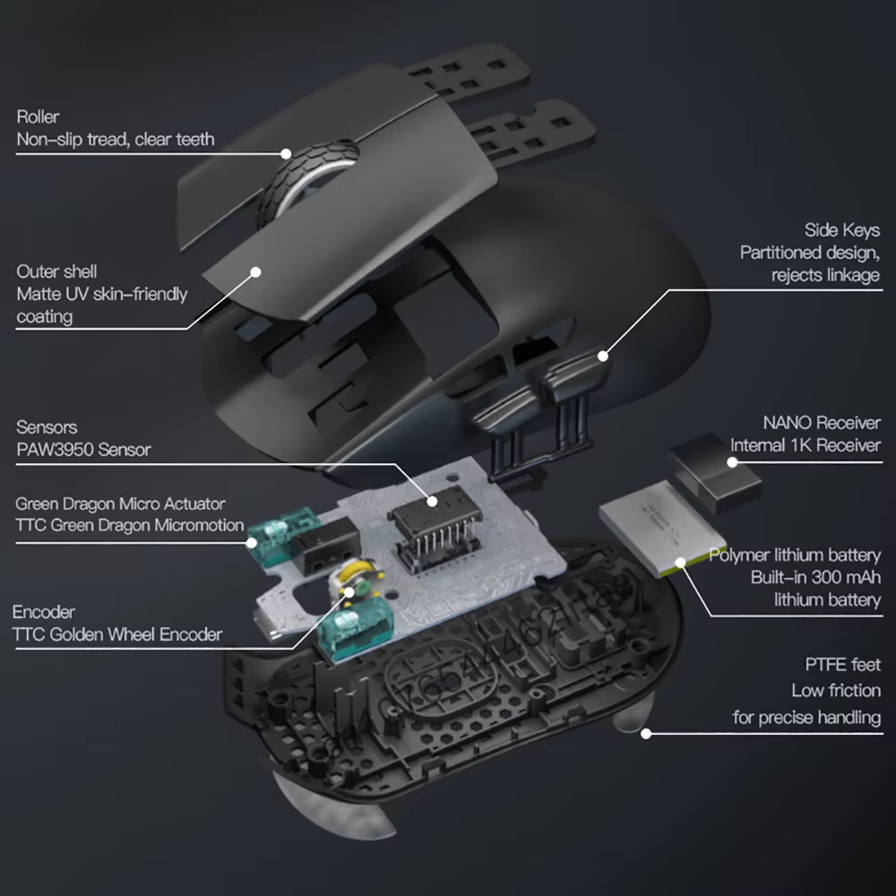 Darmoshark M3 Pro /Max souris de jeu sans fil Bluetooth tri-mode PAW3395/3950 Nordic 52840