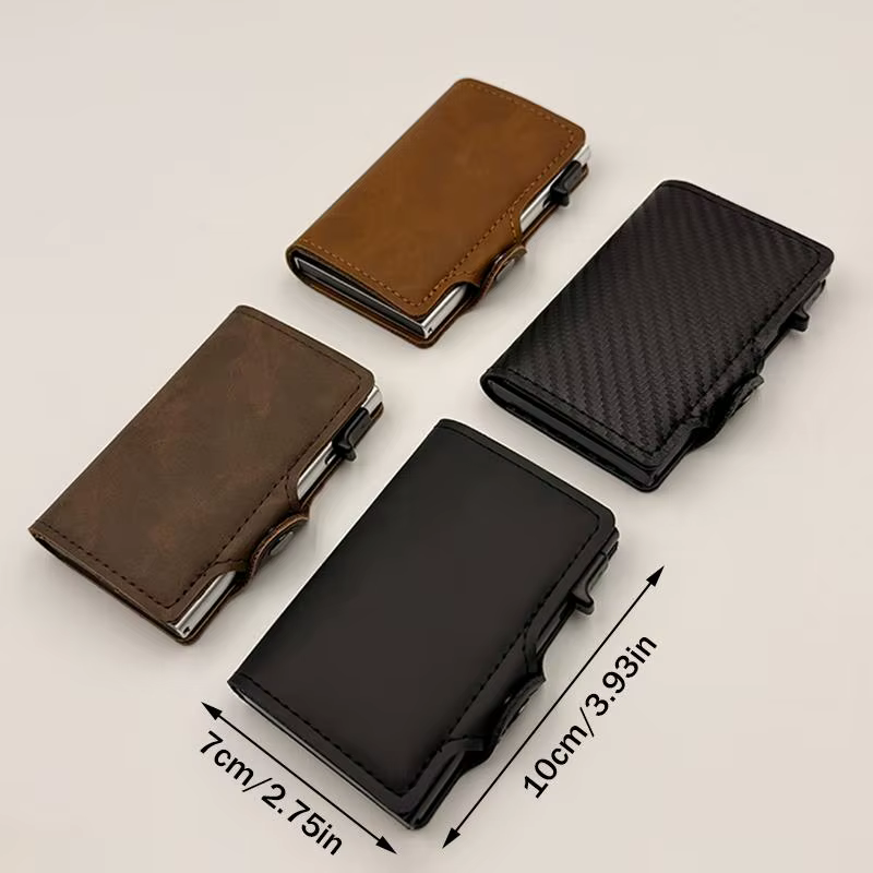 Portefeuille porte-cartes en métal anti-RFID pour hommes et femmes, multifonction, organisateur de cartes bancaires et d'identité à 12 emplacements pour les voyages et le shopping